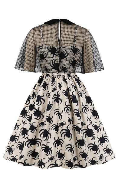 Rochie De Halloween Cu Imprimeu Alb De Paianjen