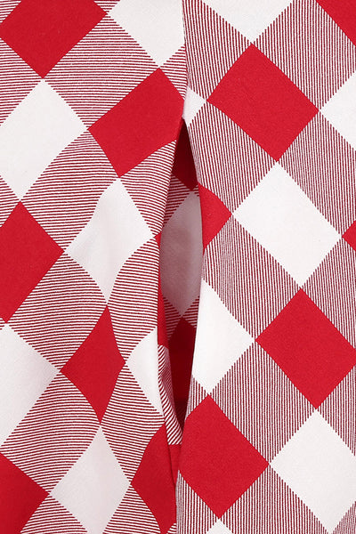 Rochie Roșie În Carouri De Epocă Din Anii 1950