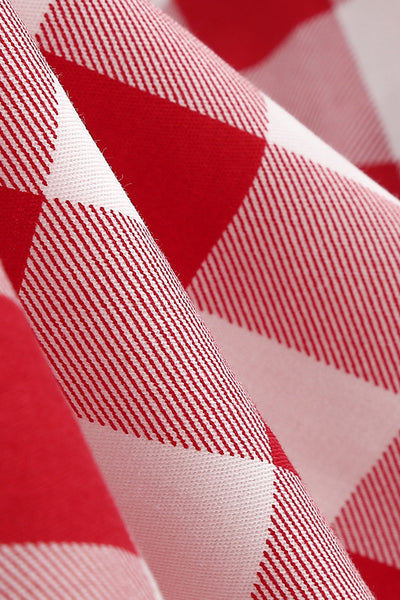 Rochie Roșie În Carouri De Epocă Din Anii 1950