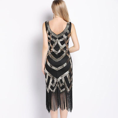 Rochie Vintage Anii 20 Negru Auriu