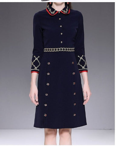 Rochie Creion Albastră Anilor 40