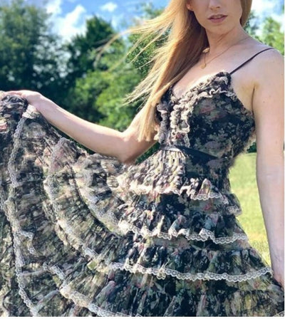 Rochie Cu Flori Neagra Anilor '40