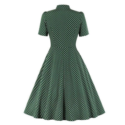 Rochie Vintage Verde Cu Buline Anilor 50
