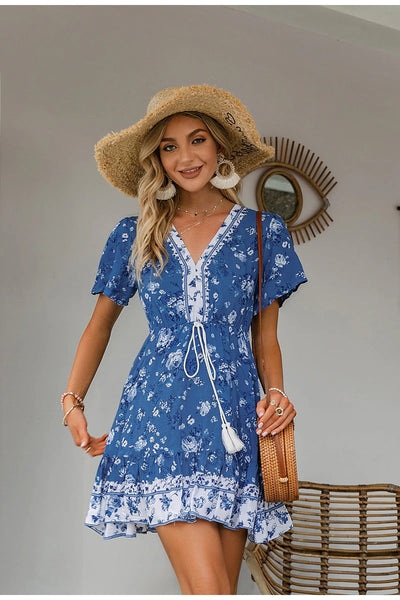 Rochie Floral Vintage Albastra