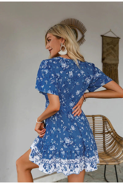 Rochie Floral Vintage Albastra