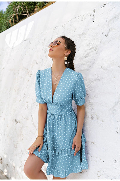 Rochie Vintage Cu Buline Albastre