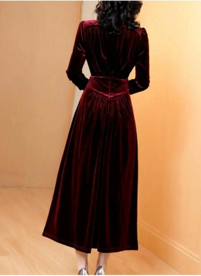 Rochie Bordeaux În Stil Vintage Anilor 40