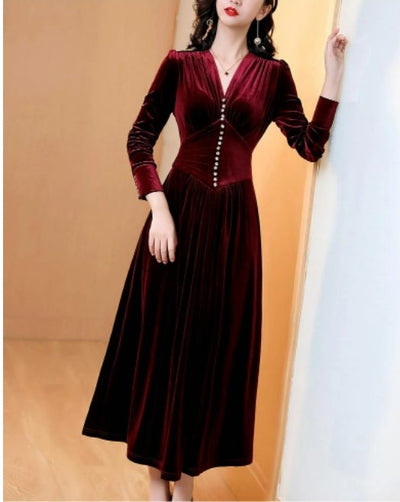 Rochie Bordeaux În Stil Vintage Anilor 40