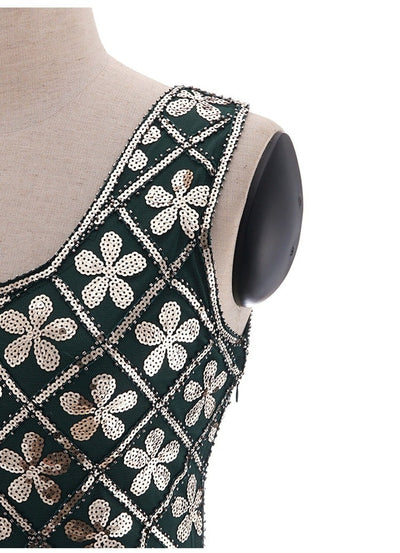 Rochie Charleston Anilor 20 - Verde Și Auriu