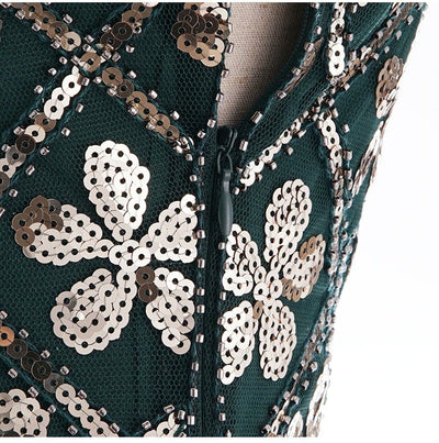 Rochie Charleston Anilor 20 - Verde Și Auriu