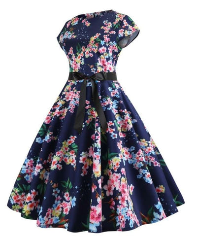 Rochie Evazată Blue Leaves Vintage