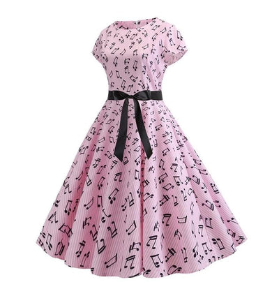 Rochie Evazată Roz Vintage De Primăvară