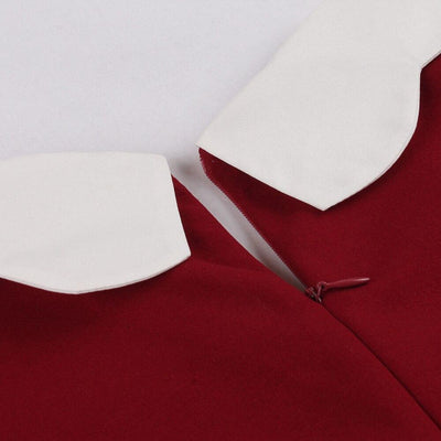 Rochie Roșie Anii Cincizeci Guler Peter Pan