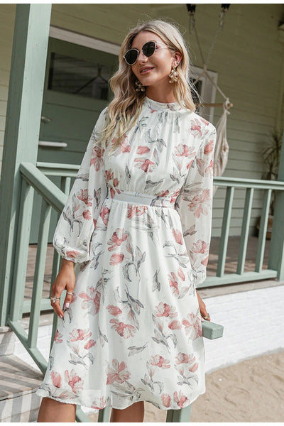 Rochie Vintage Cu Flori Roz