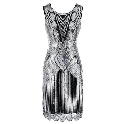 Rochie Gatsby Scurta Argintie