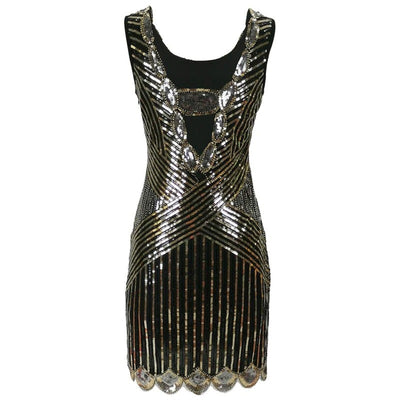 Rochie Gatsby Scurta Neagra Si Aurie
