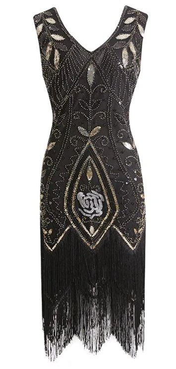 Rochie Gatsby Cu Pene Negre