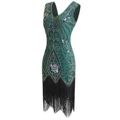 Rochie Gatsby Cu Pene Verde