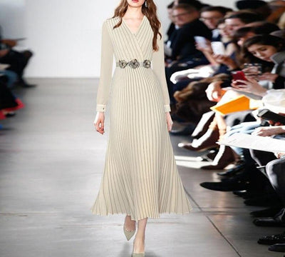 Rochie Lungă Anii 40 Bej