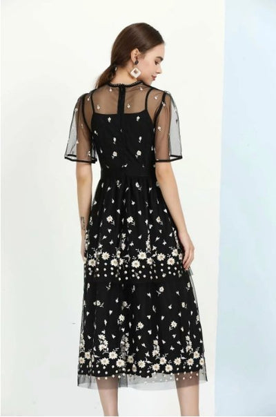 Rochie Retro Din Dantelă Neagră Din Anii 1940