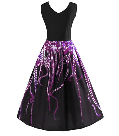 Rochie A-Line Vintage Fără Mâneci