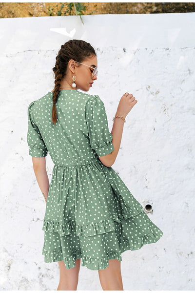 Rochie Vintage Verde Cu Buline