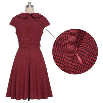 Rochie Vintage 50 Burgundy Cu Maneca Scurta