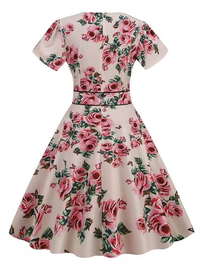 Rochie Vintage Cu Flori Bej Anilor 60