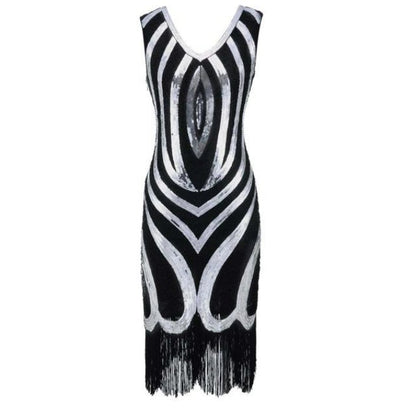 Rochie Vintage Cu Margele Negre Anilor 20