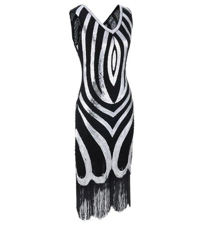 Rochie Vintage Cu Margele Negre Anilor 20