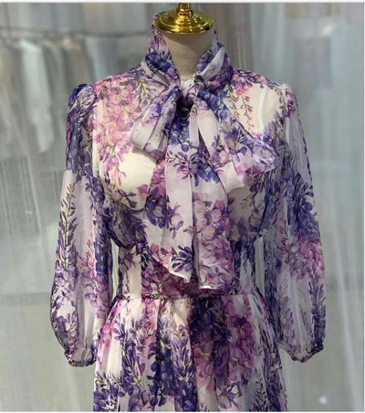 Rochie De Lavandă Lungă De Epocă Anii 40