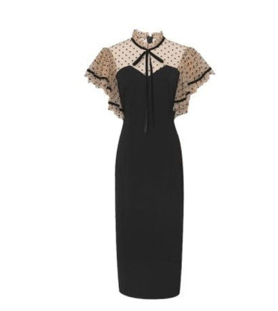 Rochie Neagră De Epocă Cu Talie Înaltă Anilor 40