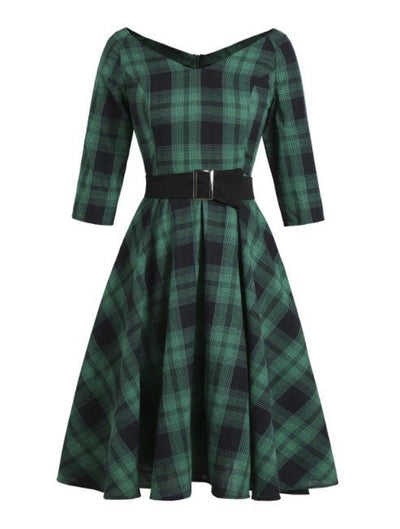 Rochie Tartan De Epocă Anii 50
