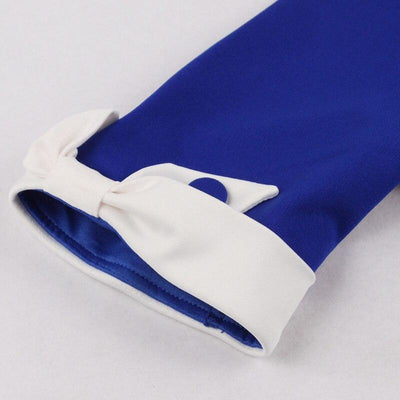 Rochie Albă Albastră De Toamnă Vintage