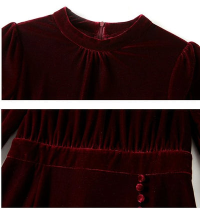 Rochie Vintage Toamna Iarna Burgundy