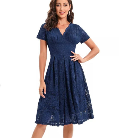 Rochie Broderie Vintage Bleumarin