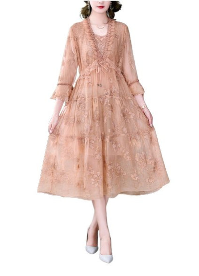 Rochie Vintage Cu Broderie Florală