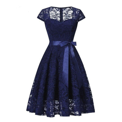 Rochie Vintage Cu Broderie Bleumarin