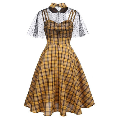 Rochie Vintage Check Cu Voal
