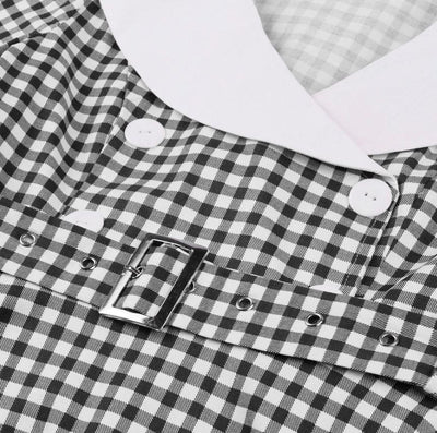 Rochie Vintage Cu Carouri Negre