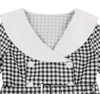 Rochie Vintage Cu Carouri Negre