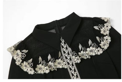 Rochie Neagră De Epocă Cu Guler Peter Pan