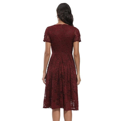 Rochie Vintage Din Dantela Cu Decolteu In V Bordeaux