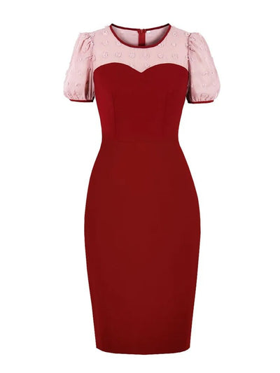 Rochie Vintage Pencil Chic Bordeaux