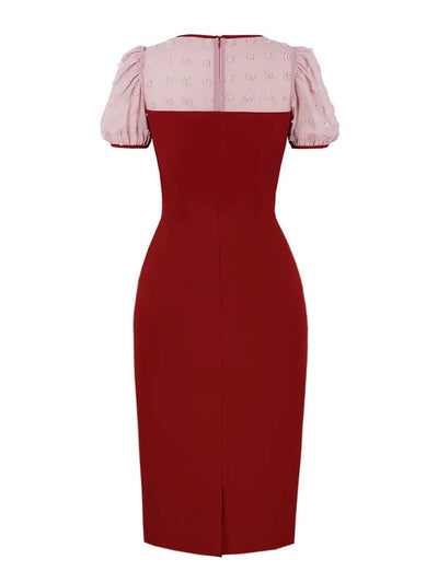 Rochie Vintage Pencil Chic Bordeaux
