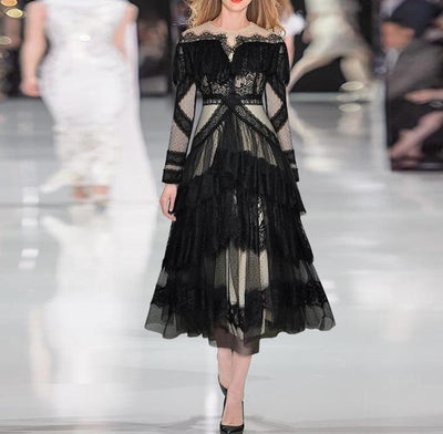 Rochie Vintage Din Dantela Cu Maneca Lunga