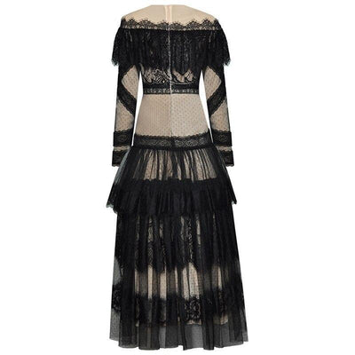 Rochie Vintage Din Dantela Cu Maneca Lunga