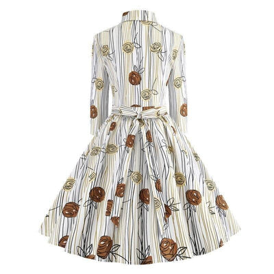 Rochie Vintage Desen Maneci Lungi