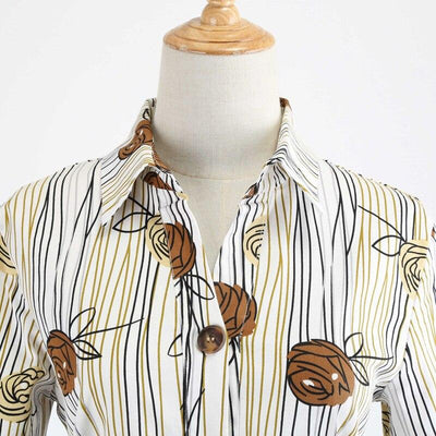 Rochie Vintage Desen Maneci Lungi