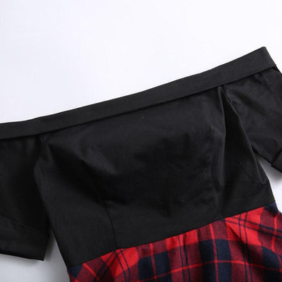 Rochie Tartan Vintage Cu Umeri